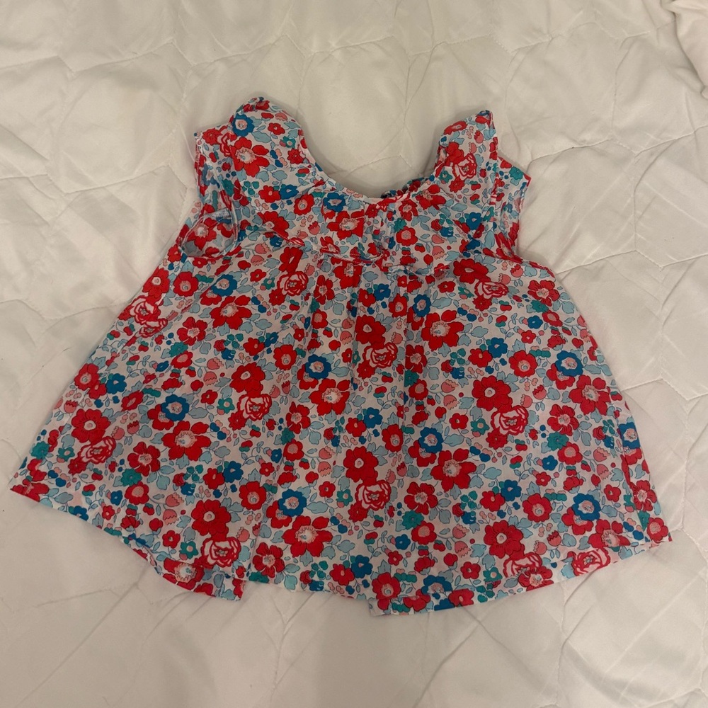 Floral Kids Top - Red and Blue